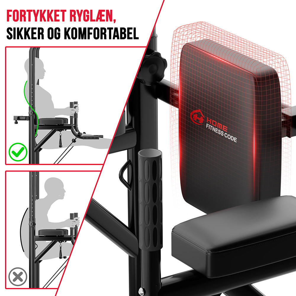Power Tower Dip Station A1, med Modstandsbånd