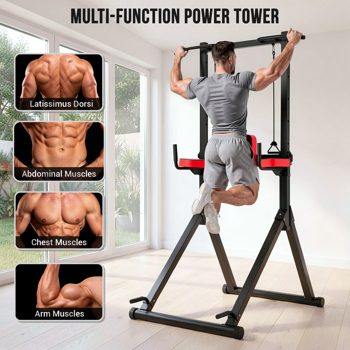 Power Tower Dip Station B1, 12-Trins Højdejustering