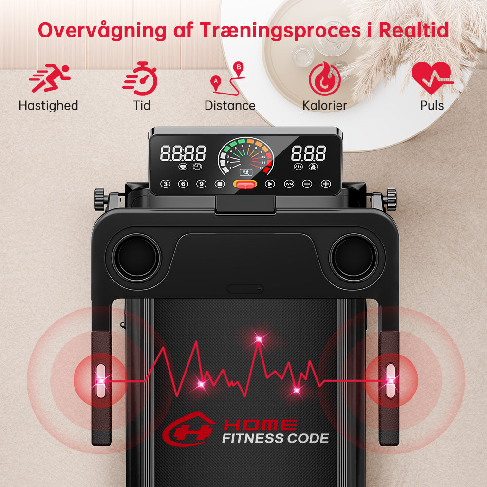 Foldbare Løbebånd Q8, Hastighed 1-12 km/t, 5% Manuel Hældning