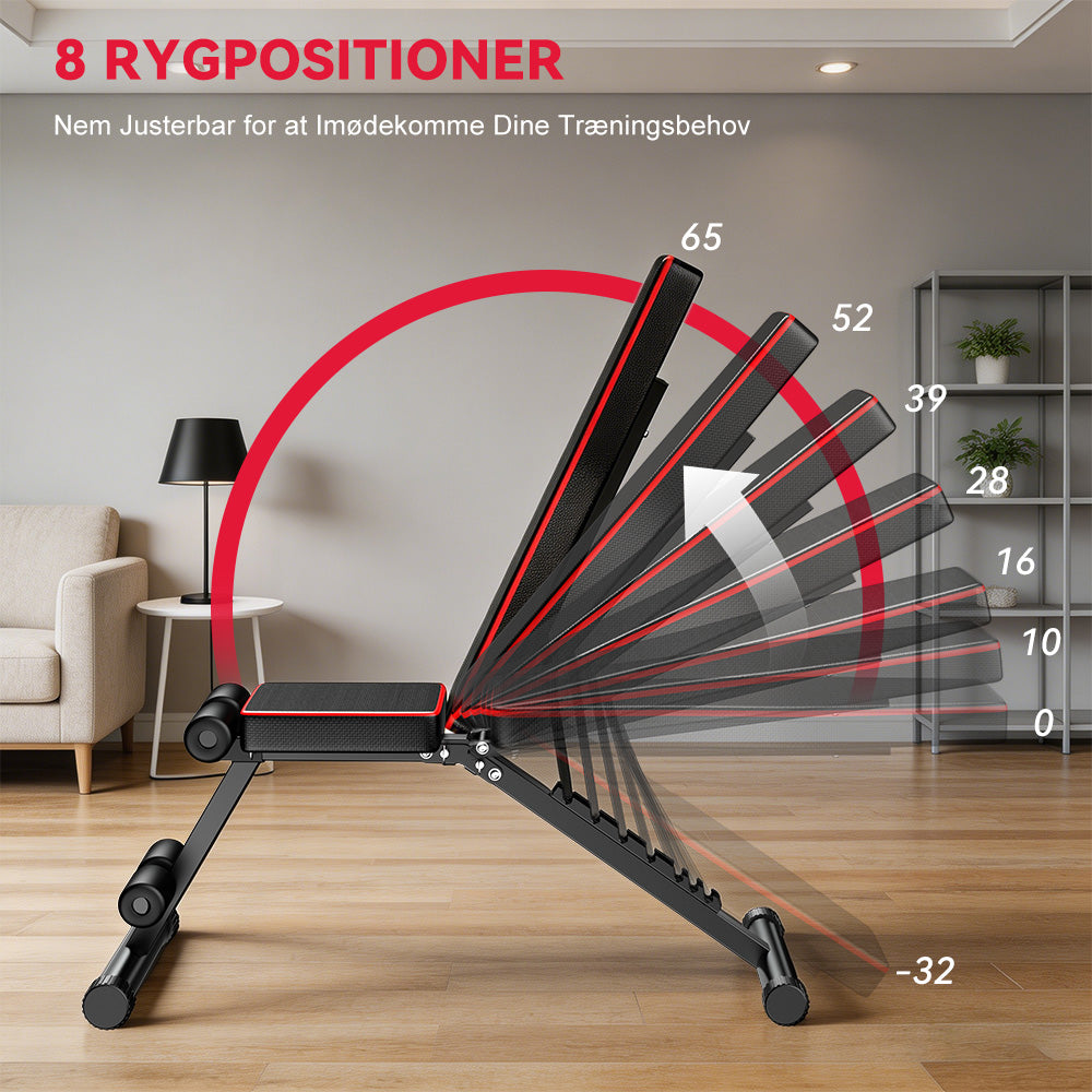 Sammenklappelig Træningsbænk B1, Justerbart Ryglæn