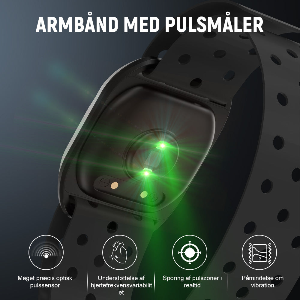 Armbånd med Pulsmåler, Bluetooth 5.0/ANT+, IP67 Vandtæt