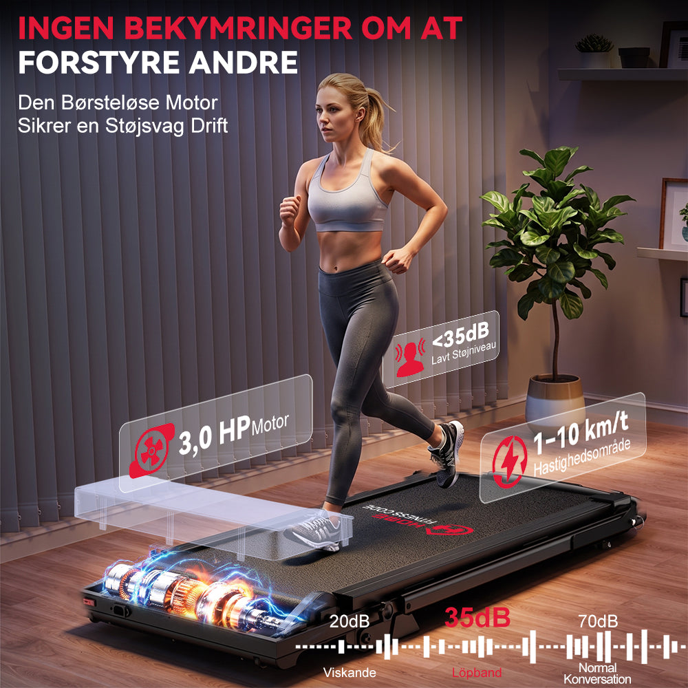 Foldbare Løbebånd Q2 Pro med 5% Manuel Hældning, hastighed 1–10 km/t (Ny Version)