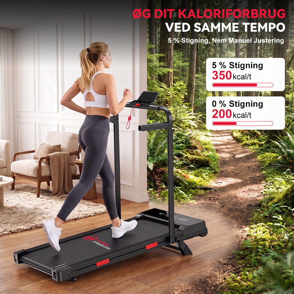 Foldbare Løbebånd Q2 Pro med 5% Manuel Hældning, hastighed 1–10 km/t (Ny Version)