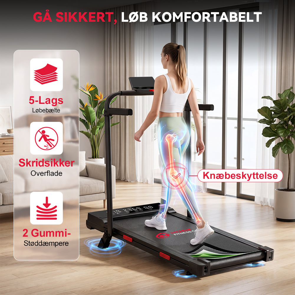 Foldbare Løbebånd Q2 Pro med 5% Manuel Hældning, hastighed 1–10 km/t (Ny Version)