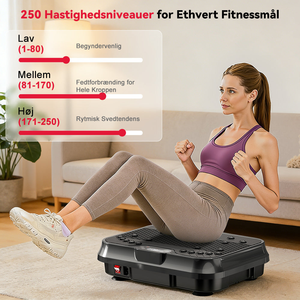 Fitness Vibrationsplade F1, 250 Intensitetsniveauer