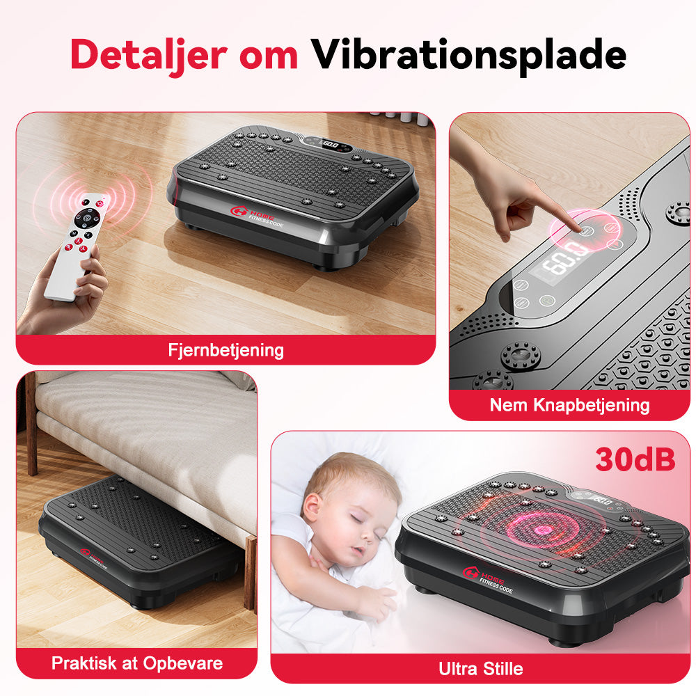 Fitness Vibrationsplade F1, 250 Intensitetsniveauer