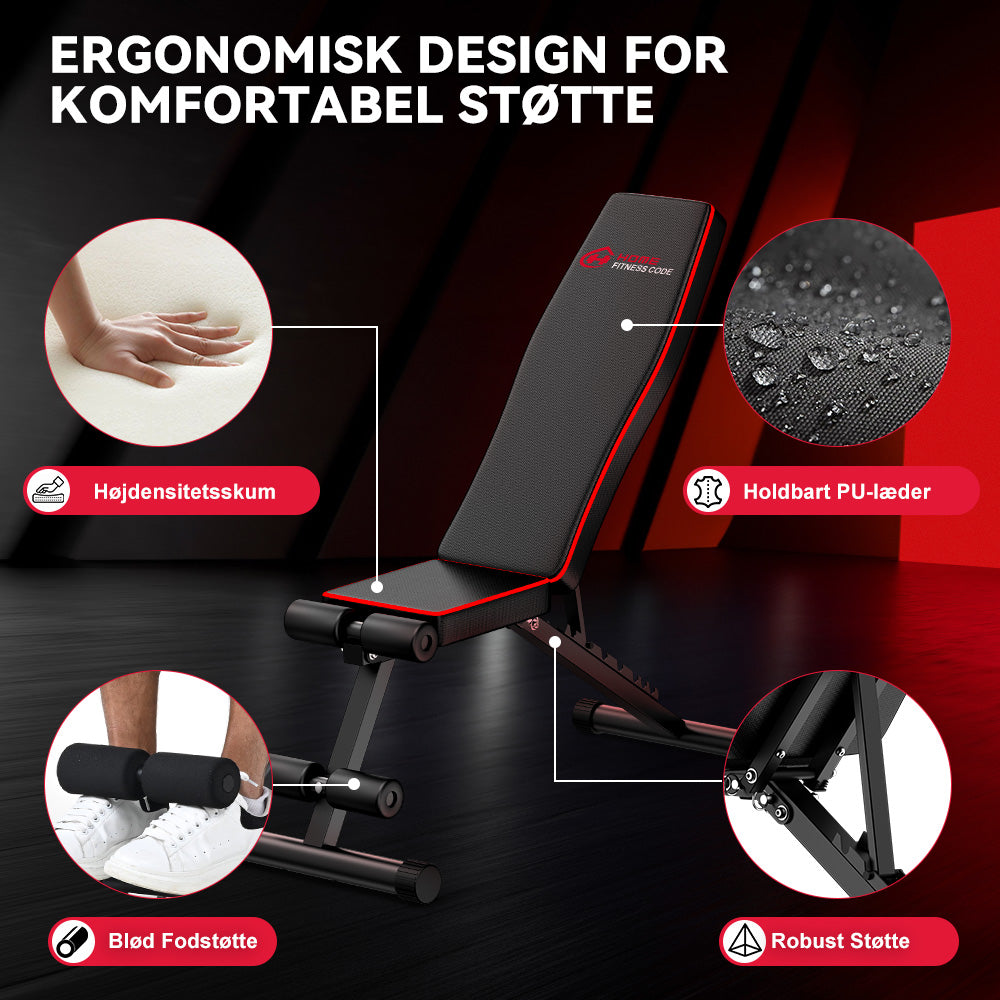 Sammenklappelig Træningsbænk B1, Justerbart Ryglæn